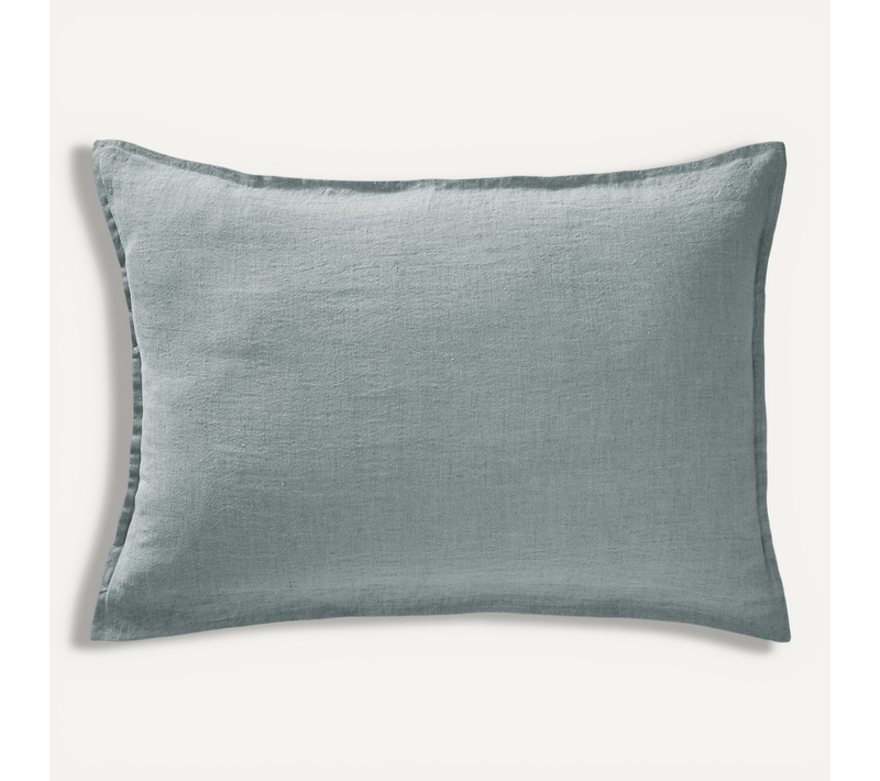 Taie D’oreiller 50 X 70 Cm – Lin Lavé Français Luxe Soline - Azur
