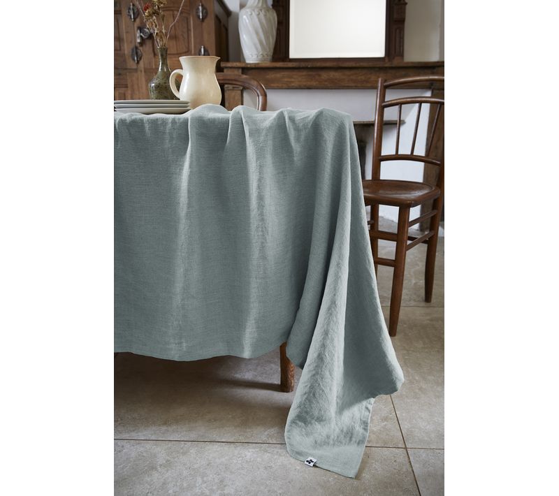 Nappe Rectangle 170 X 350 Cm – Lin Lavé Français Luxe Soline – Azur