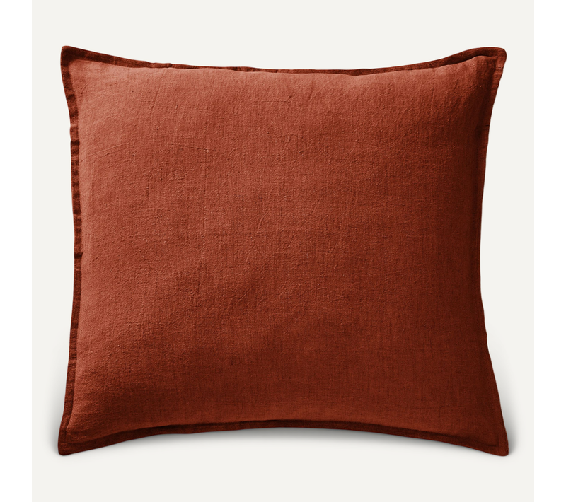 Taie D’oreiller 80 X 80 Cm – Lin Lavé Français Soline - Paprika