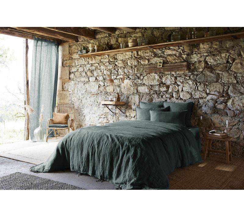 Housse De Couette 140 X 200 Cm – Lin Français Lavé – Soline – Ardoise
