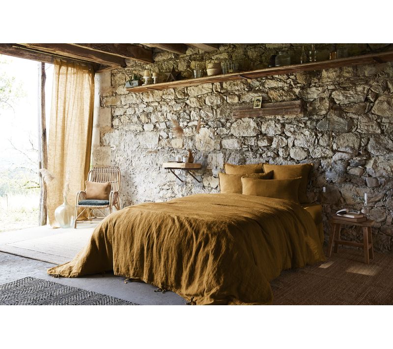 Housse De Couette 140 X 200 Cm – Lin Français Lavé – Soline – Caramel