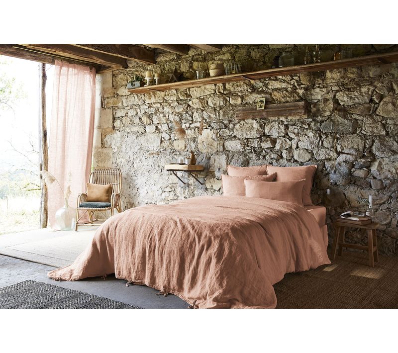 Housse De Couette 140 X 200 Cm – Lin Français Lavé – Soline – Vieux Rose