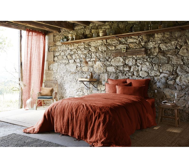 Housse De Couette 200 X 200 Cm – Lin Français Lavé – Soline Paprika