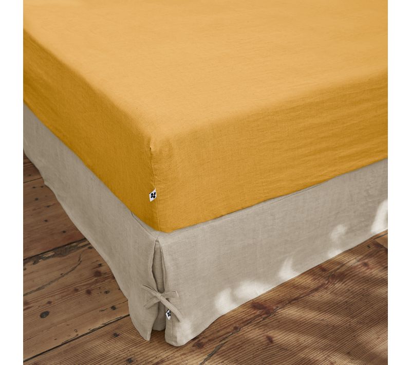 Drap Housse 90 X 190 Cm – Lin Lavé Français Luxe Soline – Miel