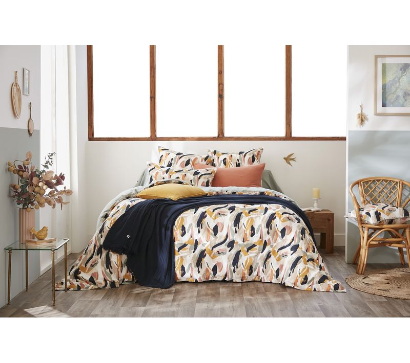 Housse De Couette Réversible 140 X 200 Cm – Double Gaze De Coton Imprimée – Julia Eucalyptus