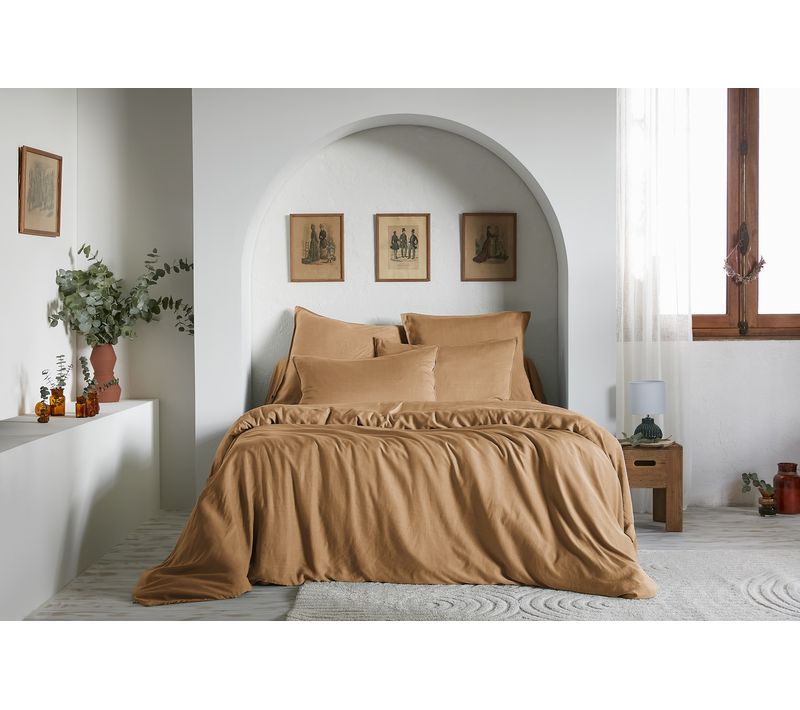 Housse De Couette 200 X 200 Cm – Lyocell Uni Lysandre – Camel