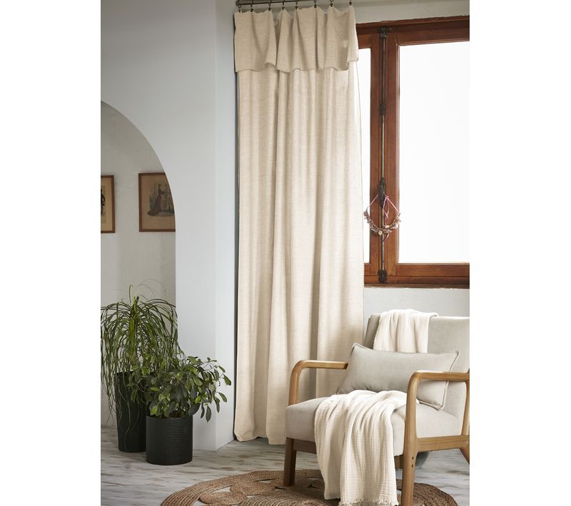 Rideau Ajustable 140 X 270 Cm – Lyocell Uni Lysandre Pampa + 8 Anneaux Pince