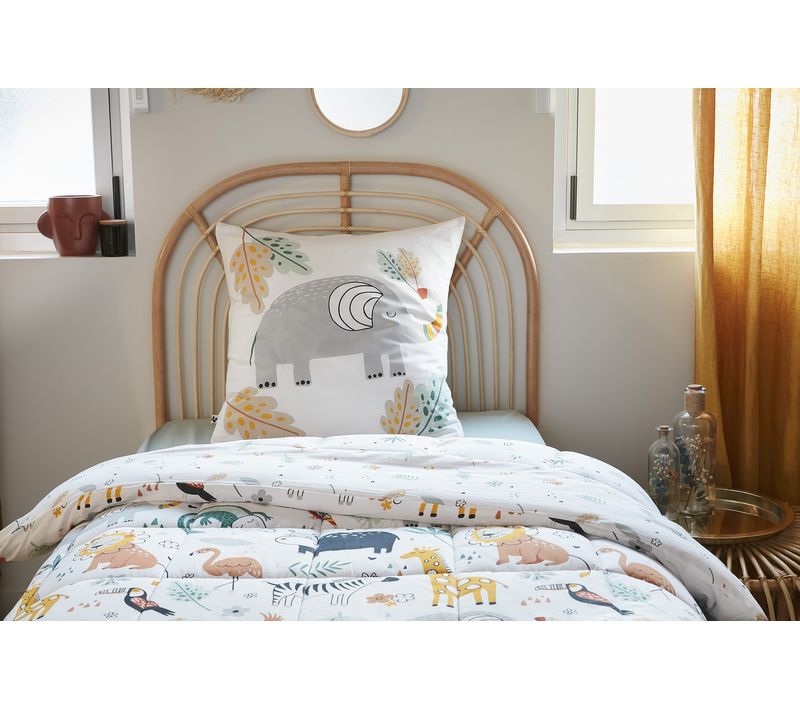 Couette Imprimée Enfant Savane 140 X 200 Cm + 1 Taie 60 X 60 Cm