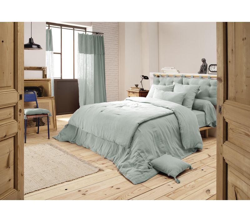 Housse De Couette 280 X 240 Cm King Size - Double Gaze - Mila Eucalyptus