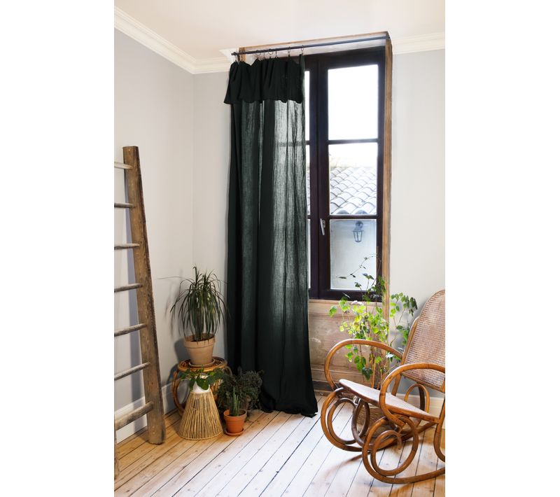 Rideau Ajustable + 8 Anneaux À Pince 140 X 300 Cm Gaze De Coton Gaïa – Sapin