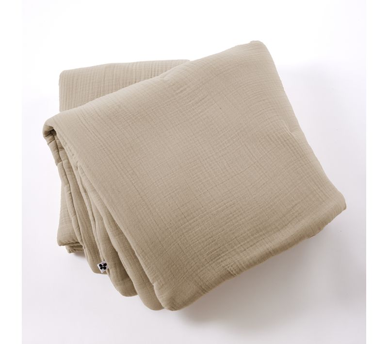 Bout De Lit 90 X 220 Cm Quadruple Gaze De Coton Matelassé Bella Ficelle