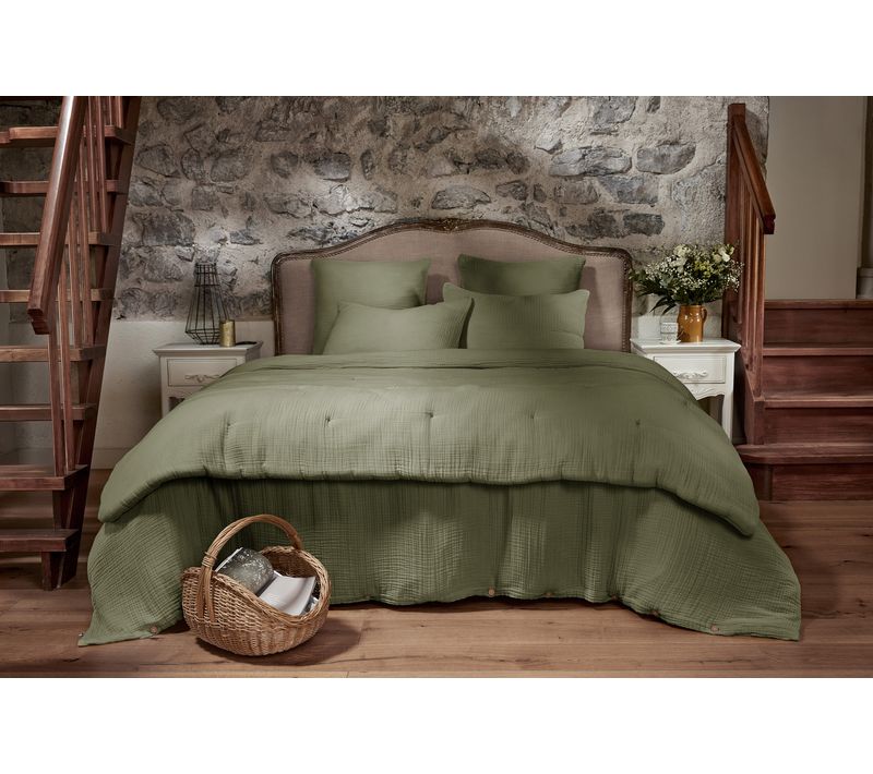 Housse De Couette 240 X 220 Cm Quadruple Gaze De Coton 220 G/m² Bella Romarin