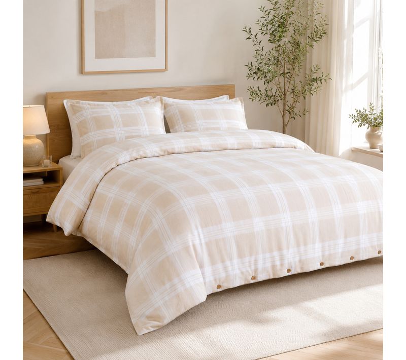 Housse De Couette 240 X 220 Cm Flanelle De Coton Hector – Beige