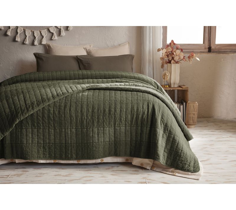 Couvre-lit 240 X 260 Cm Alix En Coton Jacquard - Romarin