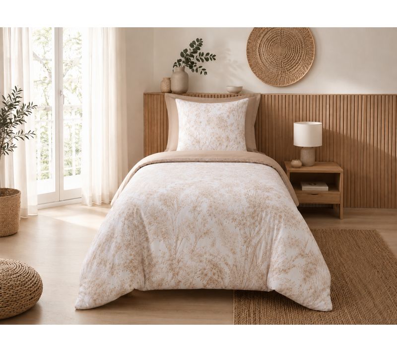 Housse De Couette 140 X 200 Cm Coton 57 Fils Imprimé Végétal Java