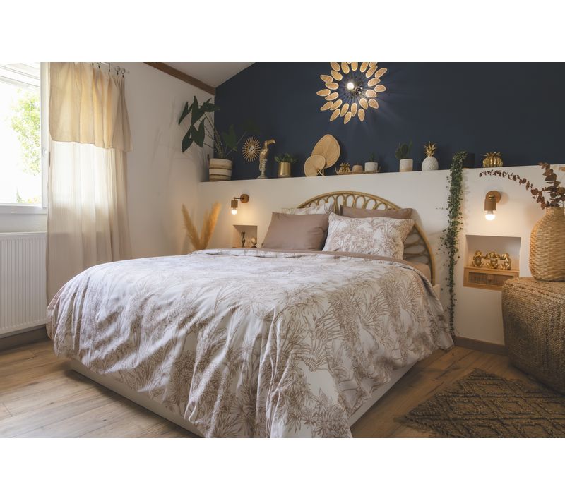 Housse De Couette 200 X 200 Cm Coton 57 Fils Imprimé Végétal Java