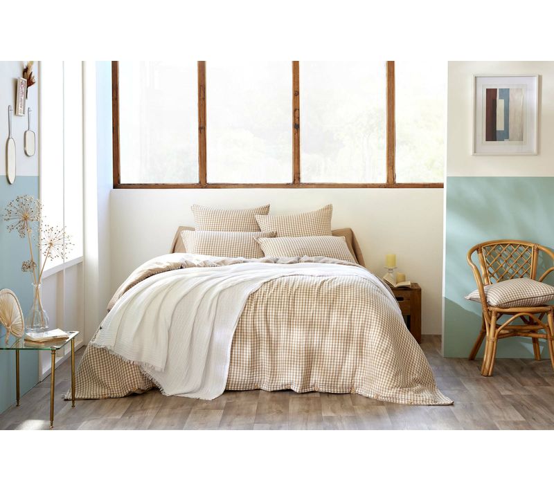 Housse De Couette Réversible 240 X 220 Cm Gaze De Coton Vickie – Ficelle