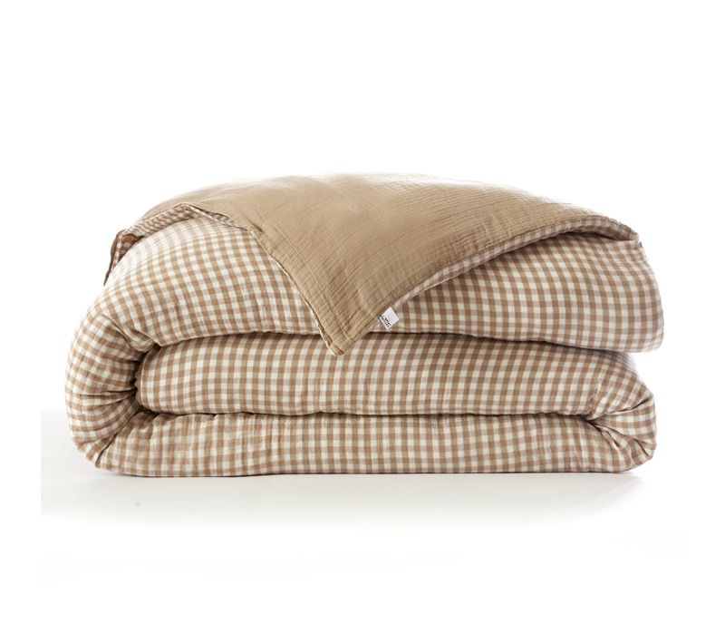 Housse De Couette Réversible 260 X 240 Cm Gaze De Coton Tissée Teinte Vickie – Ficelle