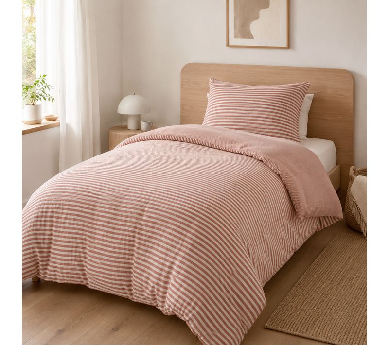 Housse De Couette Réversible 140 X 200 Cm Gaze De Coton Livia Abricot