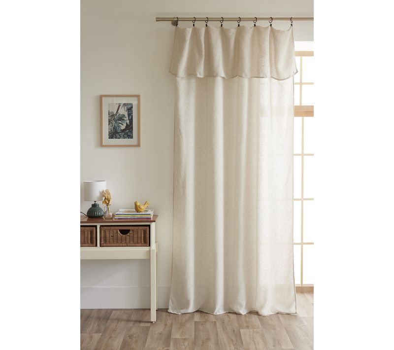 Rideau Ajustable + 8 Anneaux Pince 140 X 270 Cm Polyester Fils Teints Effet Chambray Dua Sable