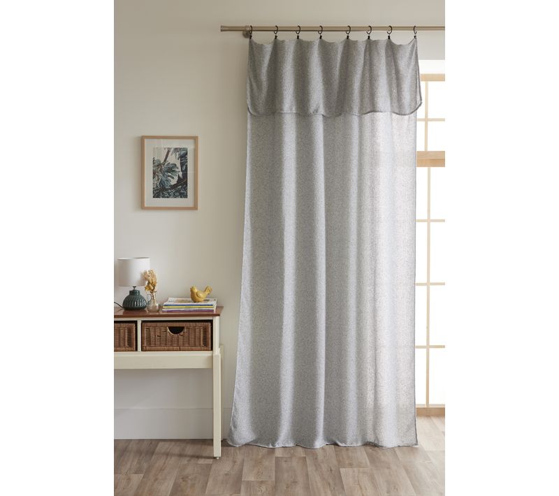 Rideau Ajustable + 8 Anneaux Pince 140 X 270 Cm Polyester Fils Teints Effet Chambray Dua Galet