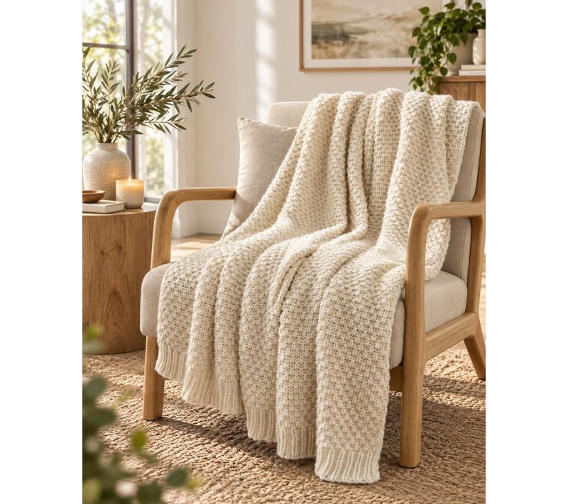 Plaid 125 X 150 Cm Polyester Tricot Uni Olympia Ivoire