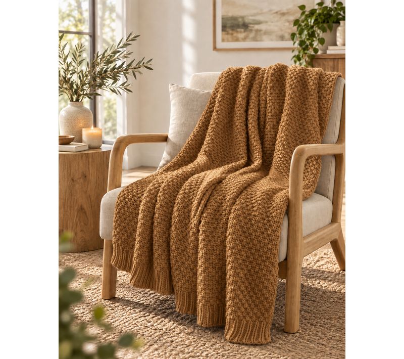 Plaid 125 X 150 Cm Polyester Tricot Uni Olympia Camel