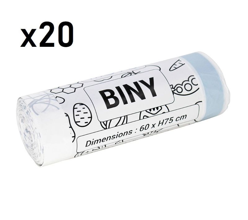 20 Sacs Poubelles Résistants Biny 30l/50l
