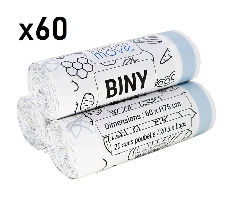 60 Sacs Poubelles Résistants Biny 30l/50l