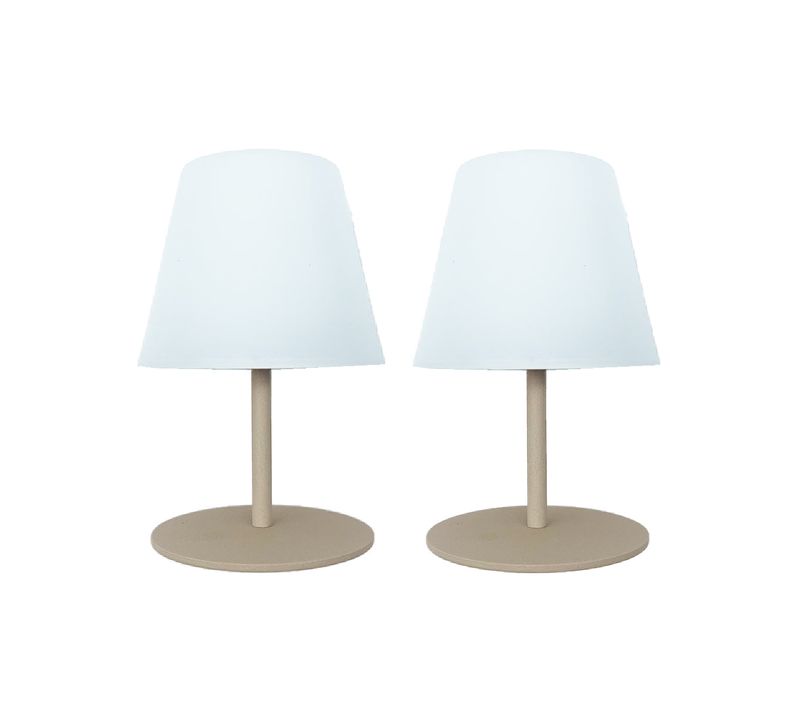 2 Lampes De Table Sans Fil Twins Sable H16cm