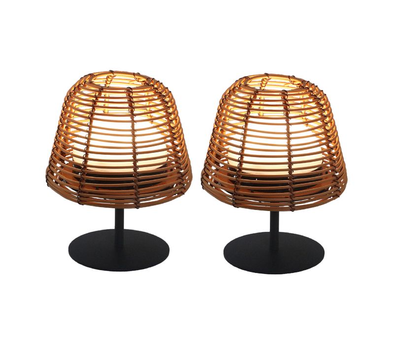 2 Lampes De Table Sans Fil Twins Boheme H16cm