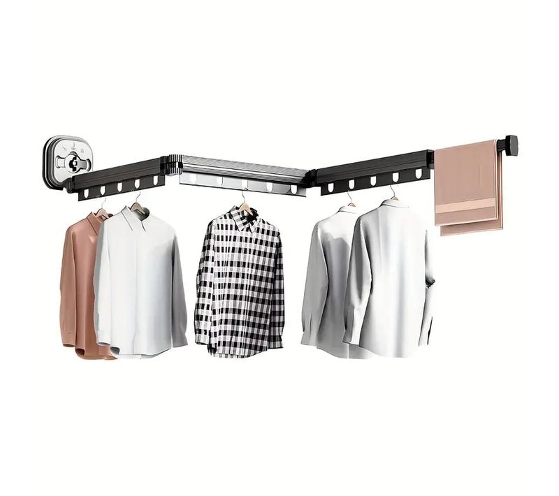 Étendoir à Linge Mural Extensible Python Noir Aluminium 125cm