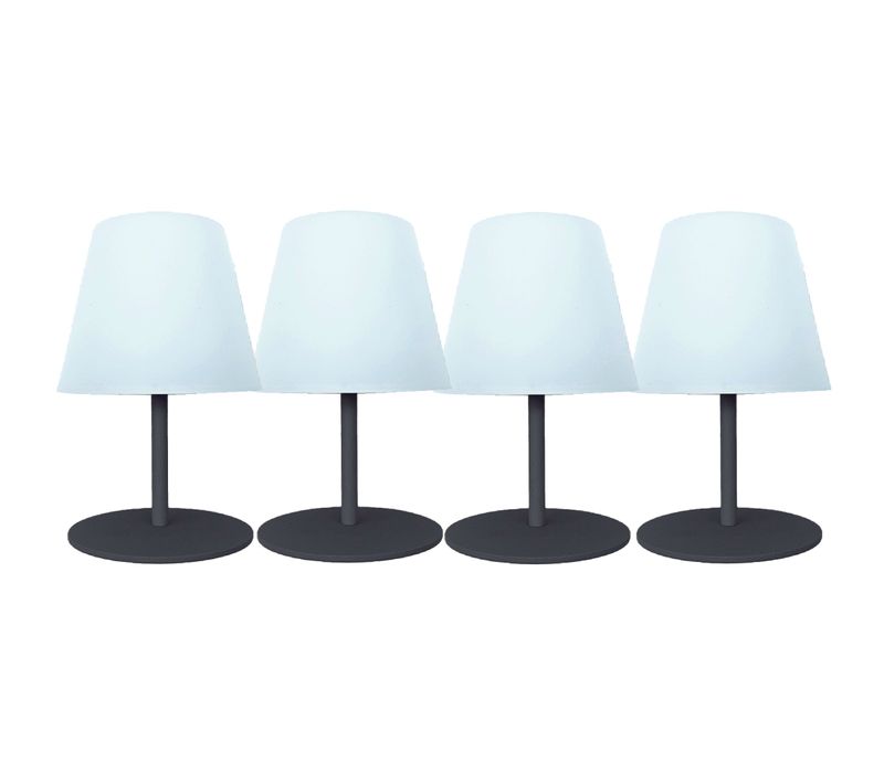 4 Lampes De Table Sans Fil Twins Gris H16cm