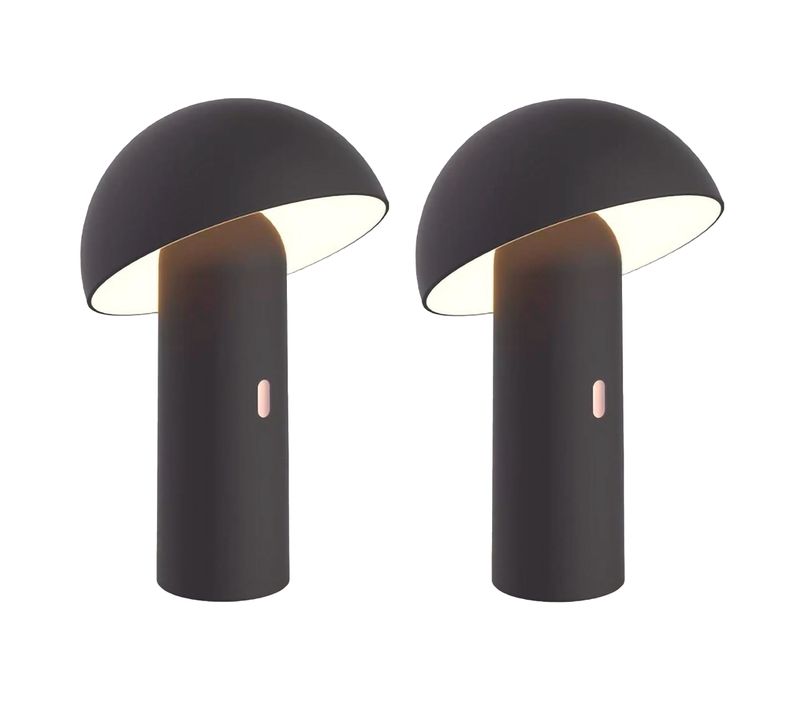 2 Lampes De Table Sans Fil Tod Noir H28cm