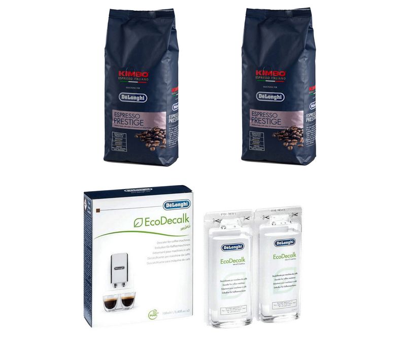 Lot De 2 Paquets Café En Grains Kimbo Espresso Prestige 1kg Et 1 Détartrant Cafetière, Machine à Caf