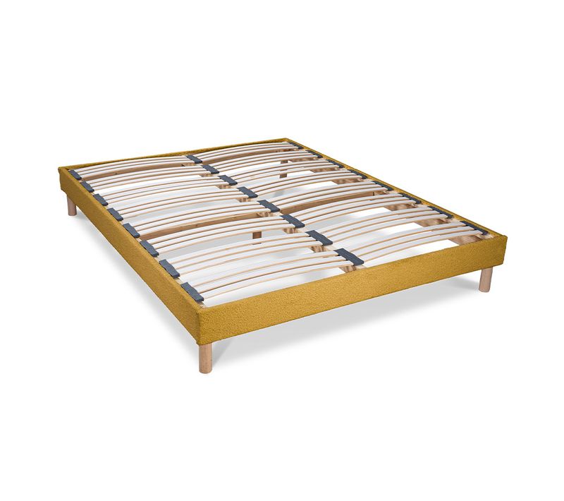 Sommier à Lattes Bianca 90x200 Cm - Laine Bouclée Jaune