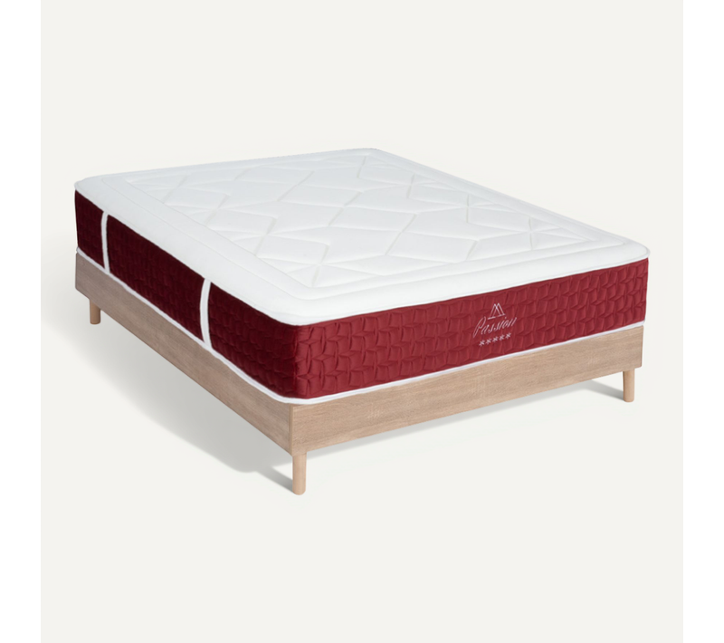 Ensemble Passion 140x190 Cm + Sommier Bois - Ressorts + Mémoire - ép. 32 Cm