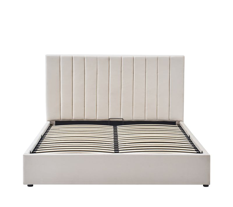 Lit Coffre Giulia Velours Beige 140x190 Cm