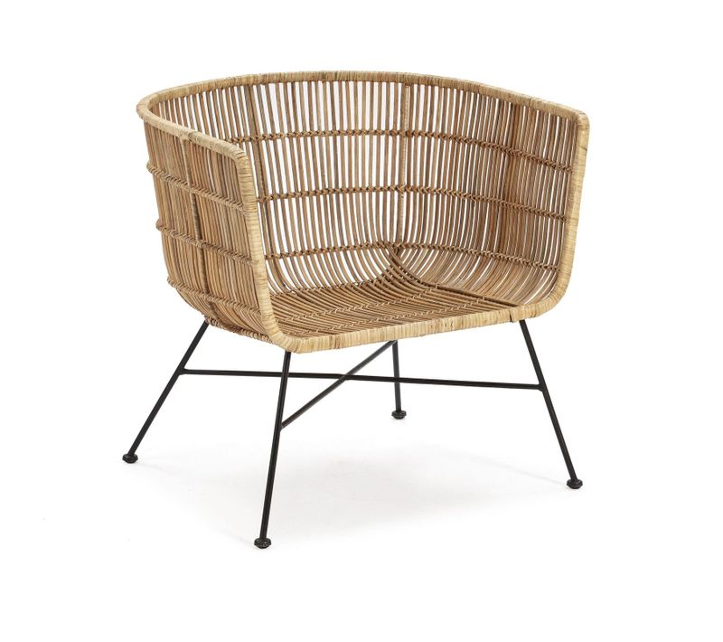 Fauteuil 70x64x70 Métal Noir/osier Naturel