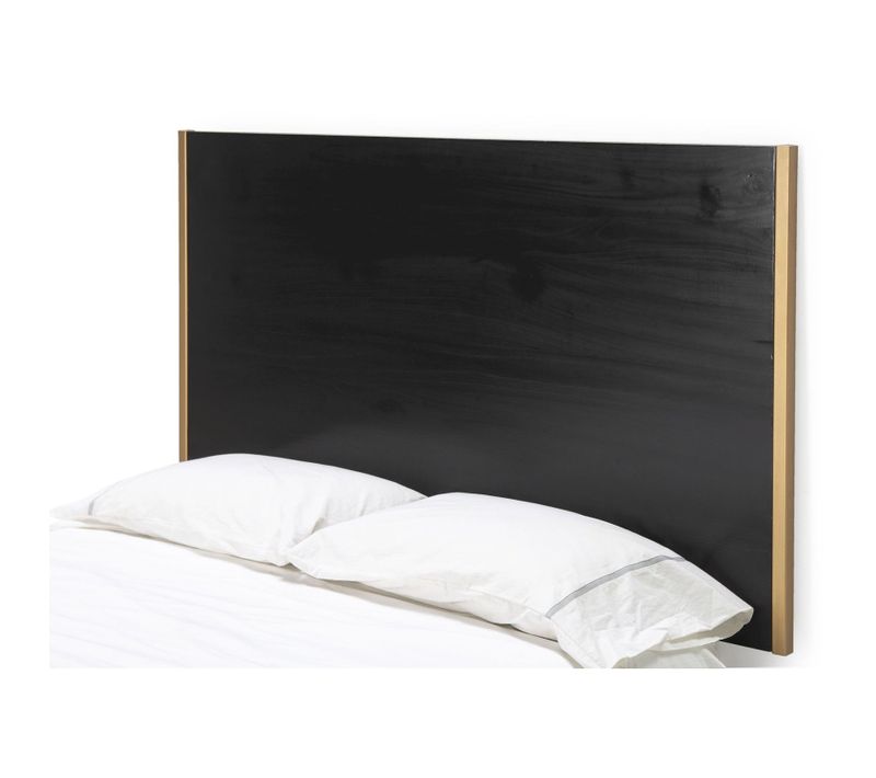 Tête De Lit 160x3x90 Bois Noir/métal Doré