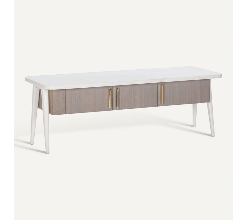 Meuble TV Bois Blanc 150x50x51cm