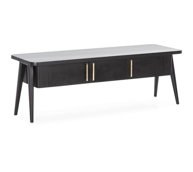 Meuble TV Bois Noir 150x50x51cm
