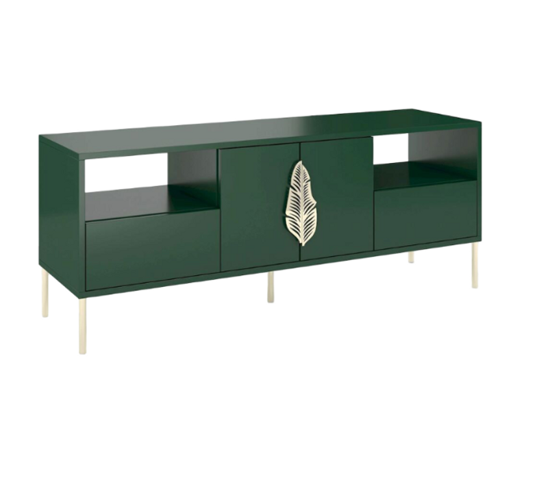 Meuble TV Bois Vert Et Doré 136x40x60cm