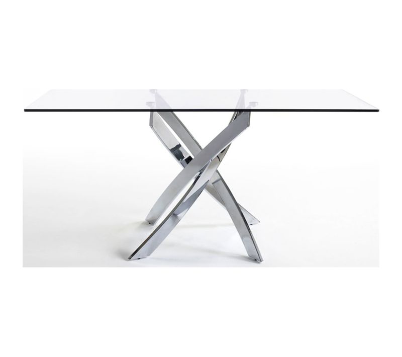 Table à Manger Métal Argent 180x95x75cm