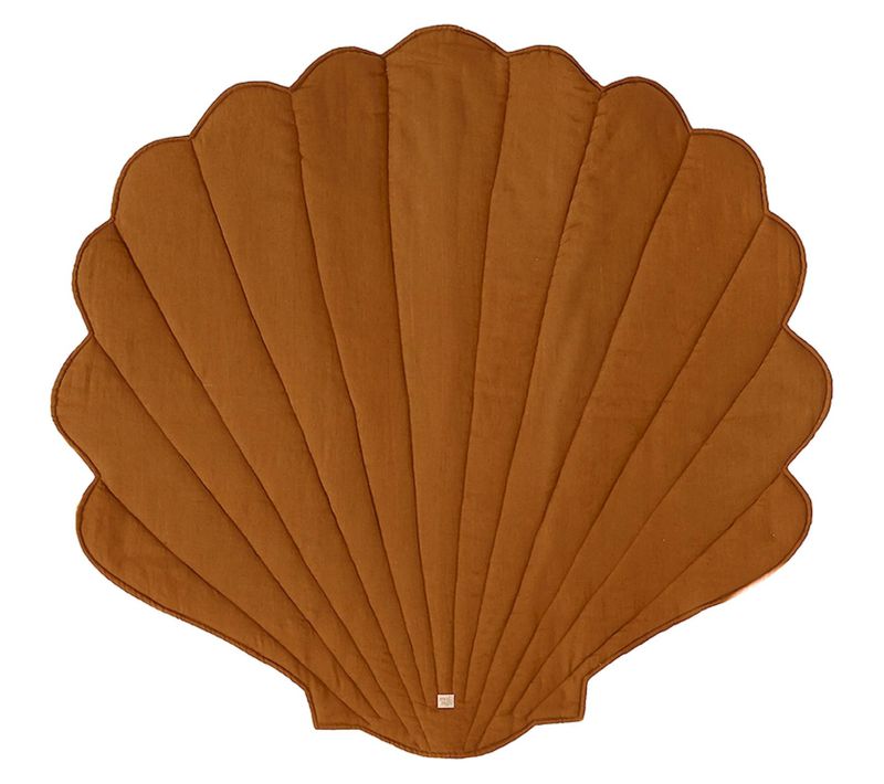 Tapis De Sol Molletonné Bébé Coquillage Marron 115x110x3cm