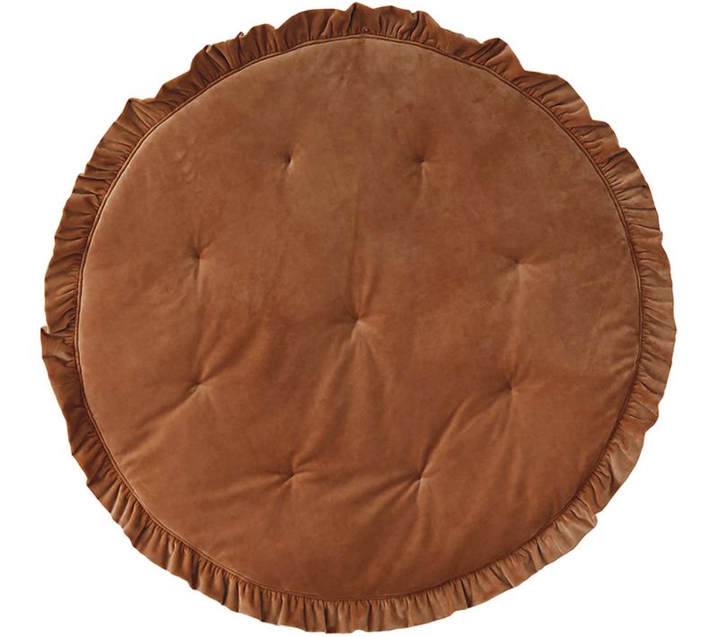 Tapis De Sol Molletonné Bébé Rond Marron 110x110x3cm