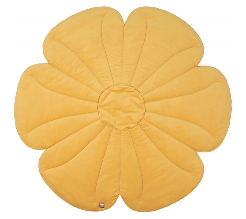 Tapis De Sol Molletonné Bébé Fleurs Jaune 110x110x3cm