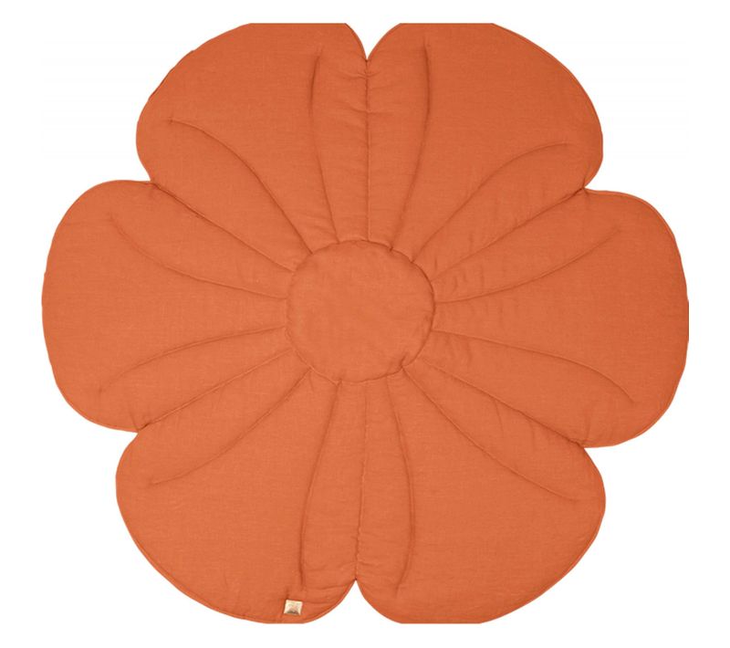 Tapis De Sol Molletonné Bébé Fleurs Orange 110x110x3cm