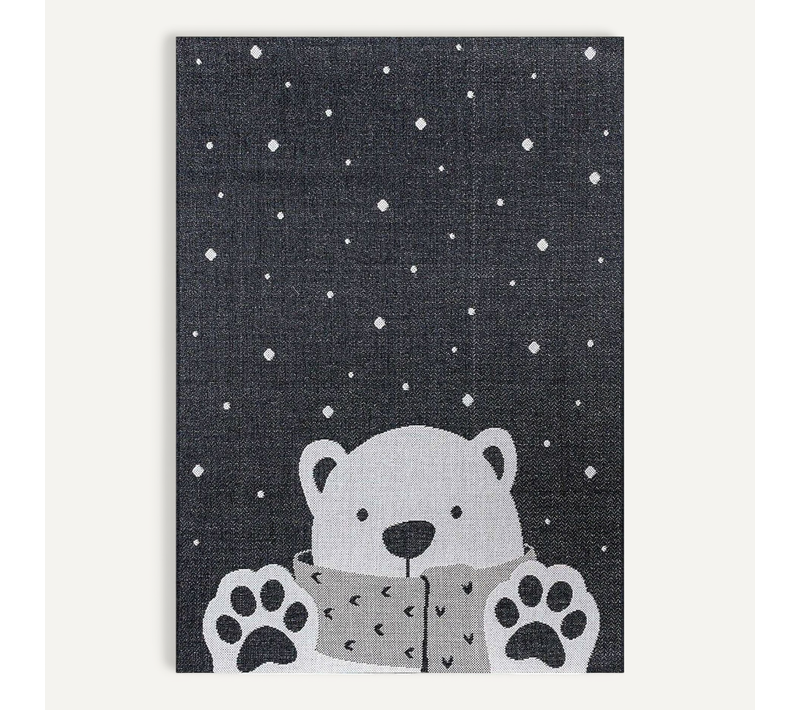 Tapis Enfant Ours Blanc 160 X 230 Cm Gris