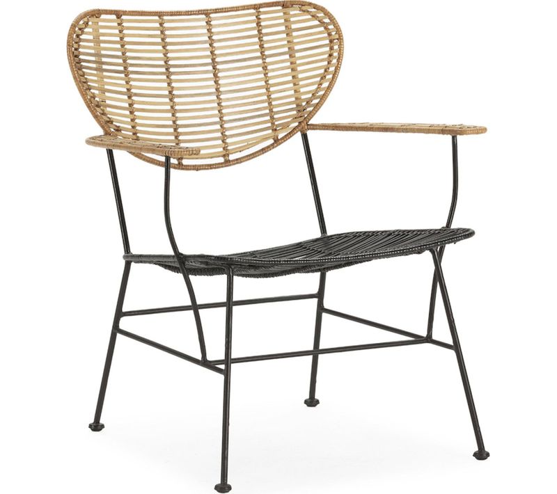 Fauteuil Élégance Osier Métal Noir